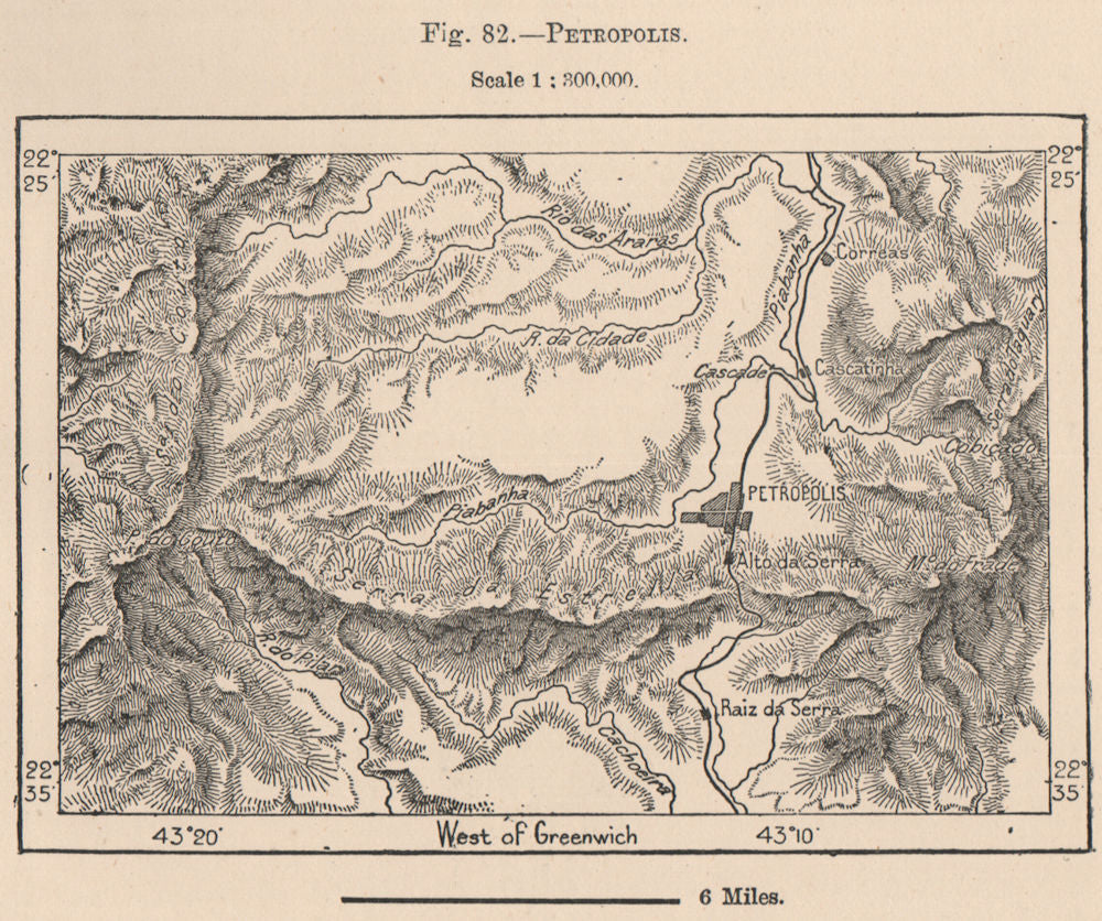 Petropolis. Brazil 1885 old antique vintage map plan chart